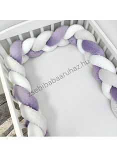   Fonott rácsvédő 60*120-as kiságyban körbeérő - Minky tricolor (orgona - szürke - fehér)