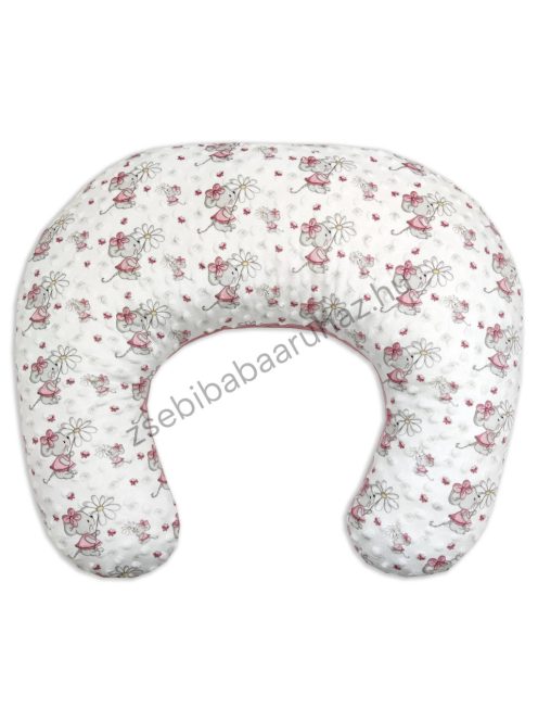 Deluxe Baby Comfort szoptatóspárna - Minky - mályvarózsa - egérkék virágokkal