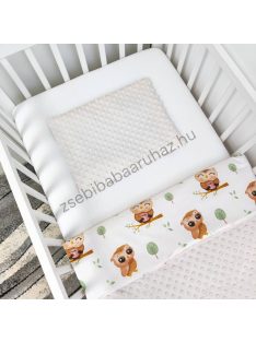   Deluxe Baby 2 részes babaágynemű garnitúra - takaró + párna - mogyoró - vidám baglyocskák