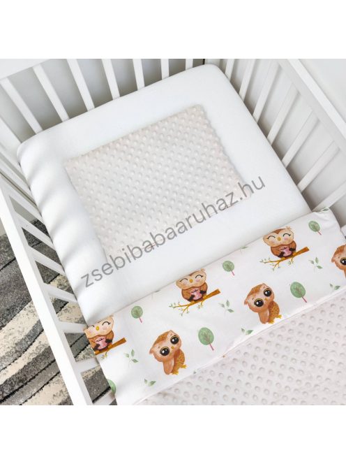 Deluxe Baby 2 részes babaágynemű garnitúra - takaró + párna - mogyoró - vidám baglyocskák
