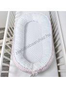 Deluxe Baby többfunkciós babafészek macipárnával - Minky világos rózsaszín - fehér