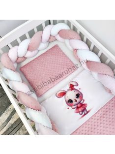   Deluxe Baby babaágynemű garnitúra babafészekkel - 5 részes - Mályvarózsa - balerina nyuszi I.