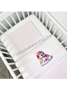 Babaágynemű - 3 részes - rózsaszín - unikornis felhőn