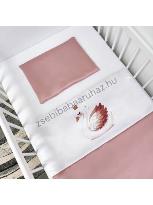 Babaágynemű - 2 részes - szatén mályva-fehér - Hattyú
