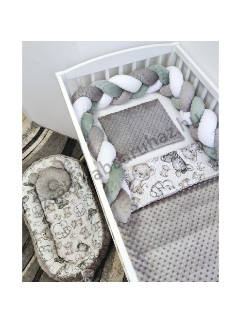 Deluxe Baby babaágynemű garnitúra babafészekkel - 5 részes - grafitszürke - bébi szafari II.