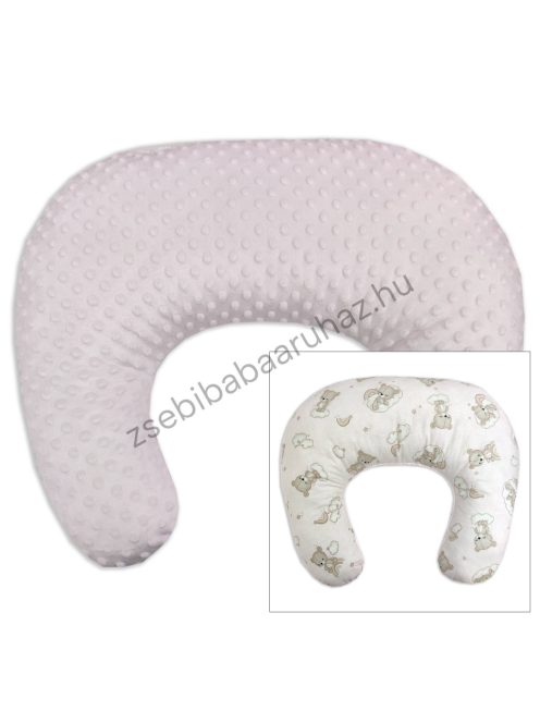 Deluxe Baby Comfort kétoldalas szoptatóspárna - világos rózsaszín - felhőn alvó macikák
