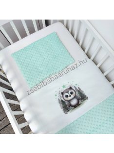   Deluxe Baby 2 részes babaágynemű garnitúra - takaró + párna - menta - bagoly a tisztáson