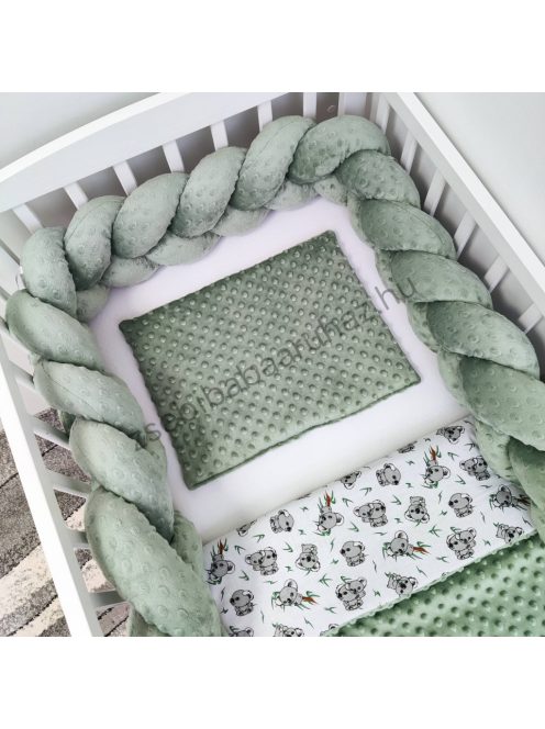Deluxe Baby babaágynemű garnitúra babafészekkel - 5 részes - sötét zsályazöld - koalák I.