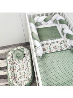   Deluxe Baby babaágynemű garnitúra babafészekkel - 5 részes - sötét zsályazöld - bébi dínók II.