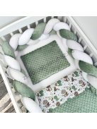Deluxe Baby babaágynemű garnitúra babafészekkel - 5 részes - sötét zsályazöld - bébi dínók II.