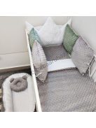 Deluxe Baby Minky babaágynemű garnitúra babafészekkel, koronapárnás rácsvédővel - fehér - grafit - sötét zsályazöld