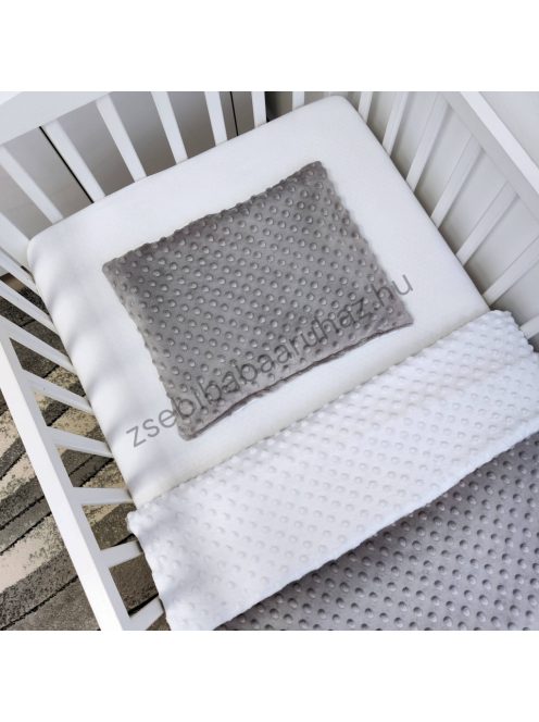 Deluxe Baby Minky babaágynemű garnitúra babafészekkel, koronapárnás rácsvédővel - fehér - grafit - sötét zsályazöld