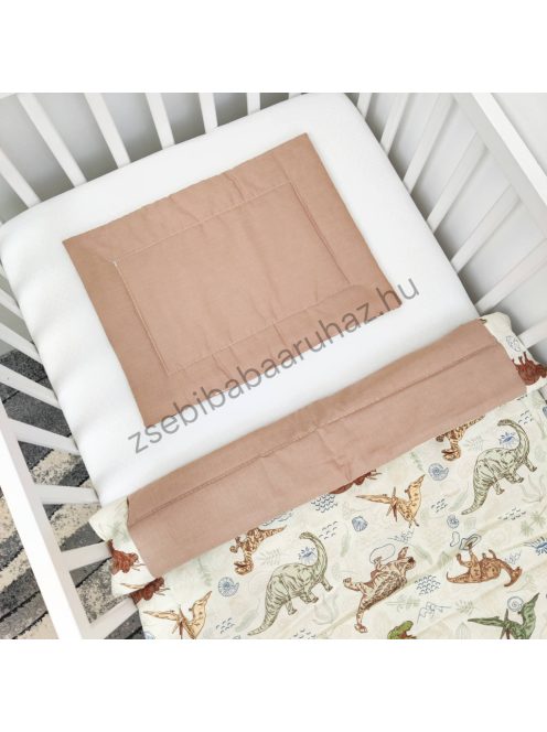 LUXURY 2 részes babaágynemű garnitúra - takaró + párna - csoki-dínók III.