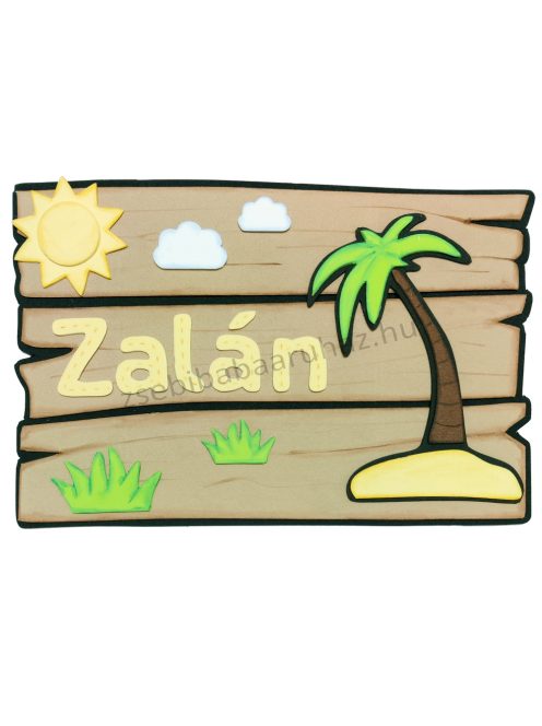 Névtábla falidekoráció Zalán névvel - Pálmafás - KIFUTÓ