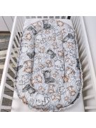 Deluxe Baby babaágynemű garnitúra babafészekkel - 5 részes - mogyoró - bébi szafari I.