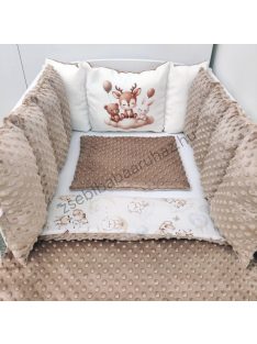   Deluxe Baby babaágynemű garnitúra Extra párnás rácsvédővel - Dreamland Collection - cappuccino - bébi erdei állatok