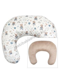   Deluxe Baby Comfort szoptatóspárna - Minky - cappuccino - macikák szivárványon