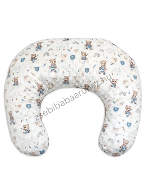 Deluxe Baby Comfort szoptatóspárna - Minky - cappuccino - macikák szivárványon