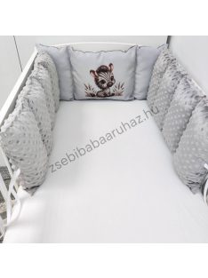   Deluxe Baby Extra párnás rácsvédő - Dreamland Collection - grafitszürke - bébi szafari zebra