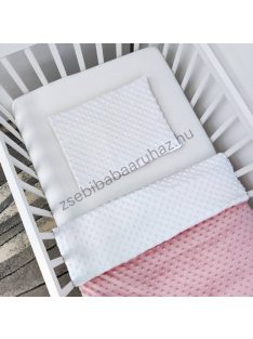   2 részes Minky babaágynemű garnitúra - takaró + párna - mályvarózsa - fehér
