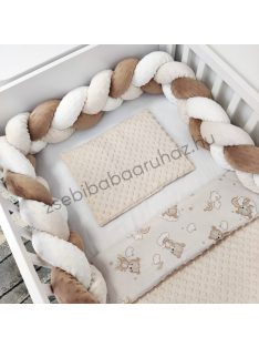   Deluxe Baby babaágynemű garnitúra babafészekkel - 5 részes - mogyoró - felhőn alvó macikák