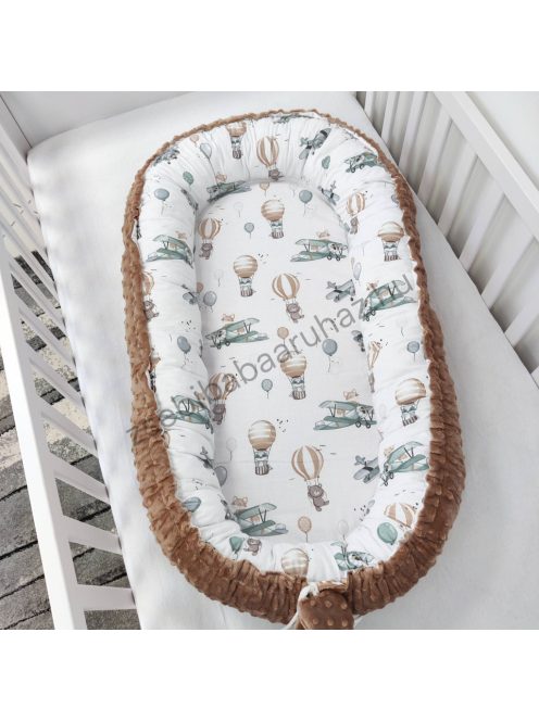 Deluxe Baby többfunkciós babafészek - Minky cappuccino - repcsis rókák