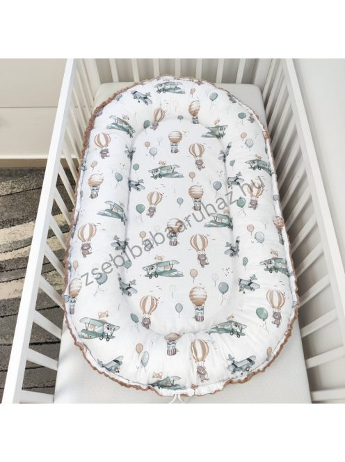 Deluxe Baby többfunkciós babafészek - Minky cappuccino - repcsis rókák