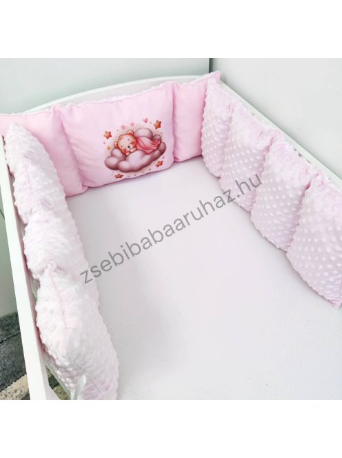 Deluxe Baby Extra párnás rácsvédő - Dreamland Collection - rózsaszín alvó maci