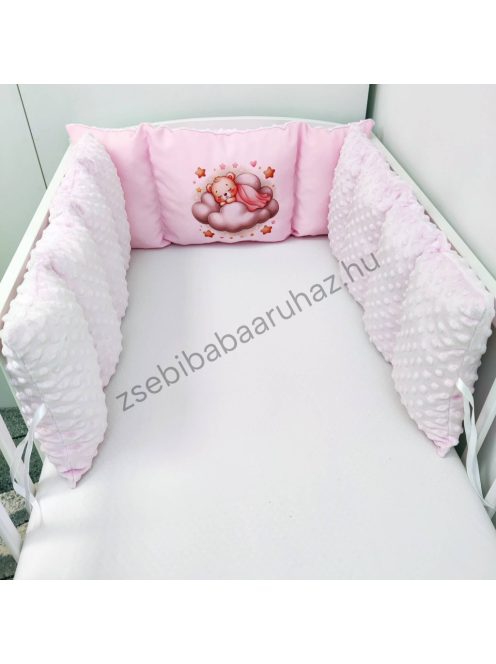 Deluxe Baby Extra párnás rácsvédő - Dreamland Collection - rózsaszín alvó maci