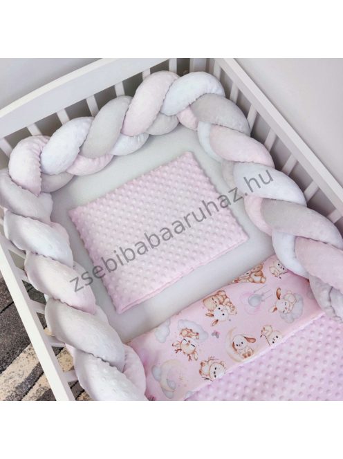 Babaágynemű - 3 részes - rózsaszín - bébi erdei állatok
