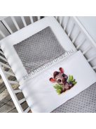 Deluxe Baby 3 részes babaágynemű garnitúra - takaró + párna + fonott rácsvédő - grafitszürke - bébi zebra