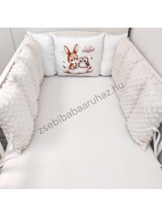   Deluxe Baby Extra párnás rácsvédő - Dreamland Collection - mogyoró nyuszi és bagoly