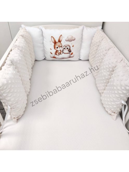 Deluxe Baby Extra párnás rácsvédő - Dreamland Collection - mogyoró nyuszi és bagoly