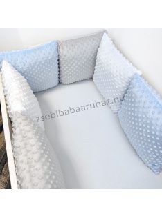   Deluxe Baby Minky párnás rácsvédő 6 db-os - tricolor (világoskék - szürke - fehér)