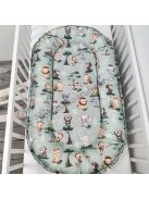Deluxe Baby többfunkciós babafészek - zöld bársony - szafari kölykök