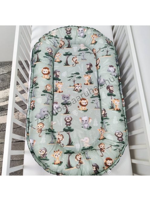 Deluxe Baby többfunkciós babafészek - zöld bársony - szafari kölykök
