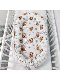   Deluxe Baby többfunkciós babafészek - Minky mogyoró - vidám baglyocskák