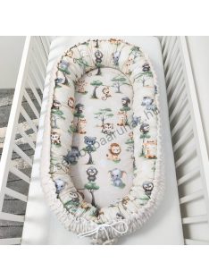   Deluxe Baby többfunkciós babafészek - Minky mogyoró - szafari kölykök