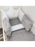 Deluxe Baby Minky babaágynemű garnitúra babafészekkel, koronapárnás rácsvédővel - fehér - grafit - szürke