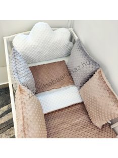   Deluxe Baby babaágynemű garnitúra felhőpárnás rácsvédővel - fehér - cappuccino - grafit