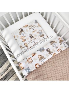   Deluxe Baby 2 részes babaágynemű garnitúra - takaró + párna - Cappuccino - szafari kölykök