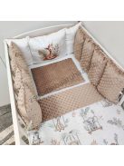Deluxe Baby babaágynemű garnitúra Extra párnás rácsvédővel - Dreamland Collection - cappuccino szavanna zsiráf
