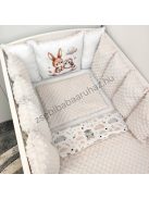 Deluxe Baby babaágynemű garnitúra Extra párnás rácsvédővel - Dreamland Collection - mogyoró nyuszi és bagoly