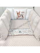 Deluxe Baby babaágynemű garnitúra Extra párnás rácsvédővel - Dreamland Collection - mogyoró nyuszi és bagoly