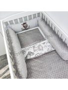 Deluxe Baby babaágynemű garnitúra hengerpárnás rácsvédővel - grafitszürke - bébi szafari zebra