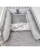 Deluxe Baby babaágynemű garnitúra hengerpárnás rácsvédővel - grafitszürke - bébi szafari zebra