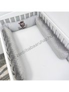 Deluxe Baby babaágynemű garnitúra hengerpárnás rácsvédővel - grafitszürke - bébi szafari zebra