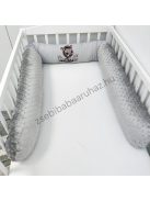 Deluxe Baby babaágynemű garnitúra hengerpárnás rácsvédővel - grafitszürke - bébi szafari zebra