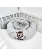 Deluxe Baby babaágynemű garnitúra hengerpárnás rácsvédővel - grafitszürke - bébi szafari zebra