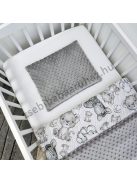 Deluxe Baby babaágynemű garnitúra hengerpárnás rácsvédővel - grafitszürke - bébi szafari zebra